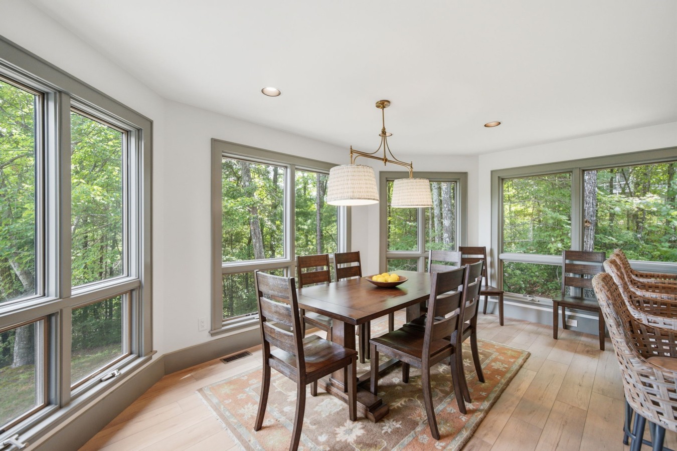 Dining room with large windows
